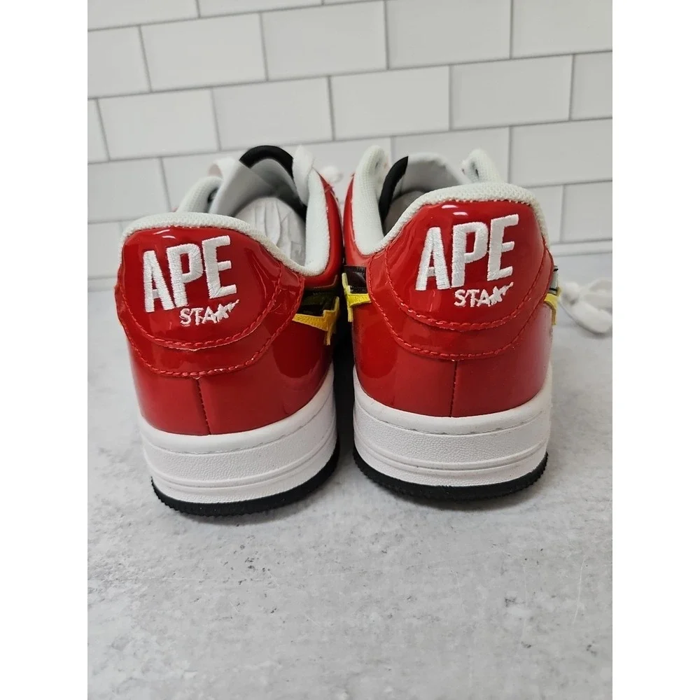 Indigo Studios Custom Bape Apesta Shoes Size 8.5  Red Yellow And White Colorway